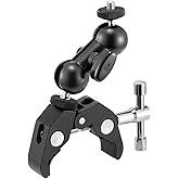 WANBY Double Ballhead Magic Arm Camera Clamp Mount Monitor Mount Bracket with Super Clamp with 1/4" and 3/8" Thread for DSLR Camera Rig, LCD Monitor, LED Flash Lights