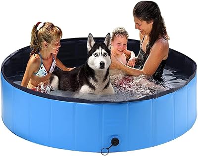 SHOKAN Paddling Pool for Pets and Kids XL 160 x 30 cm Foldable PVC Non-Slip