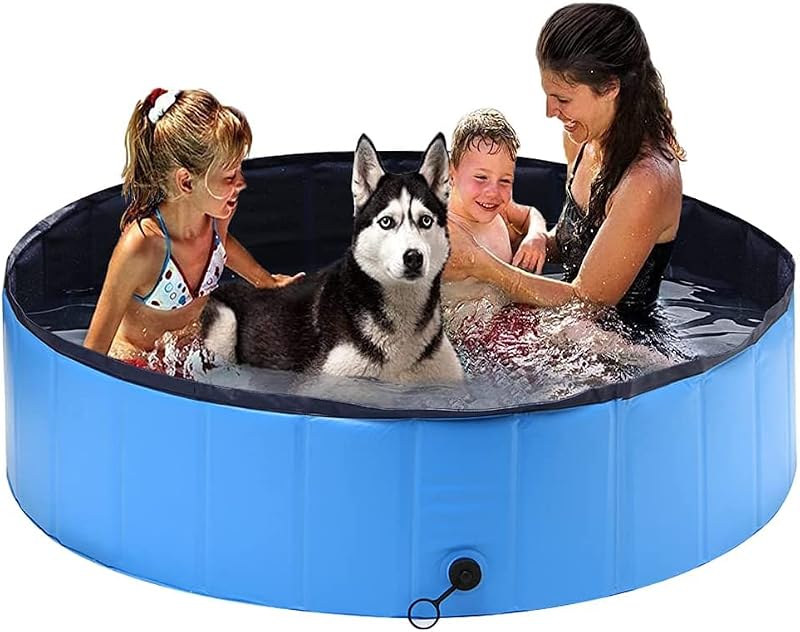 SHOKAN Paddling Pool for Pets and Kids XL 160 x 30 cm Foldable PVC Non-Slip