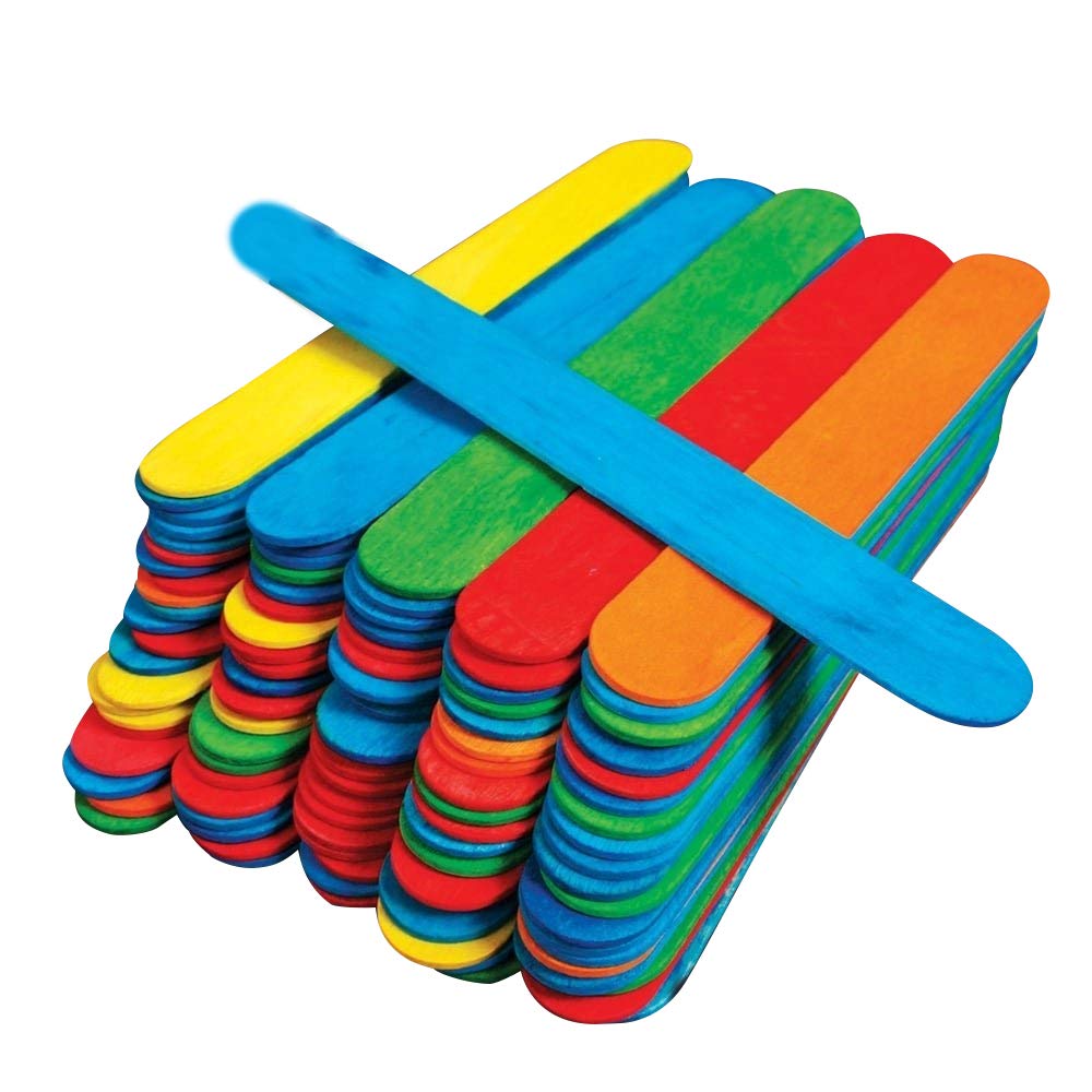 Kids B Crafty 50 Jumbo Wooden Craft Lollipop Sticks Colours Mixed 150mm