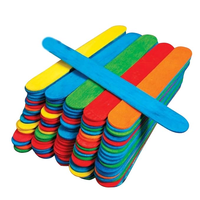 Kids B Crafty 50 Jumbo Wooden Craft Lollipop Sticks Colours Mixed 150mm