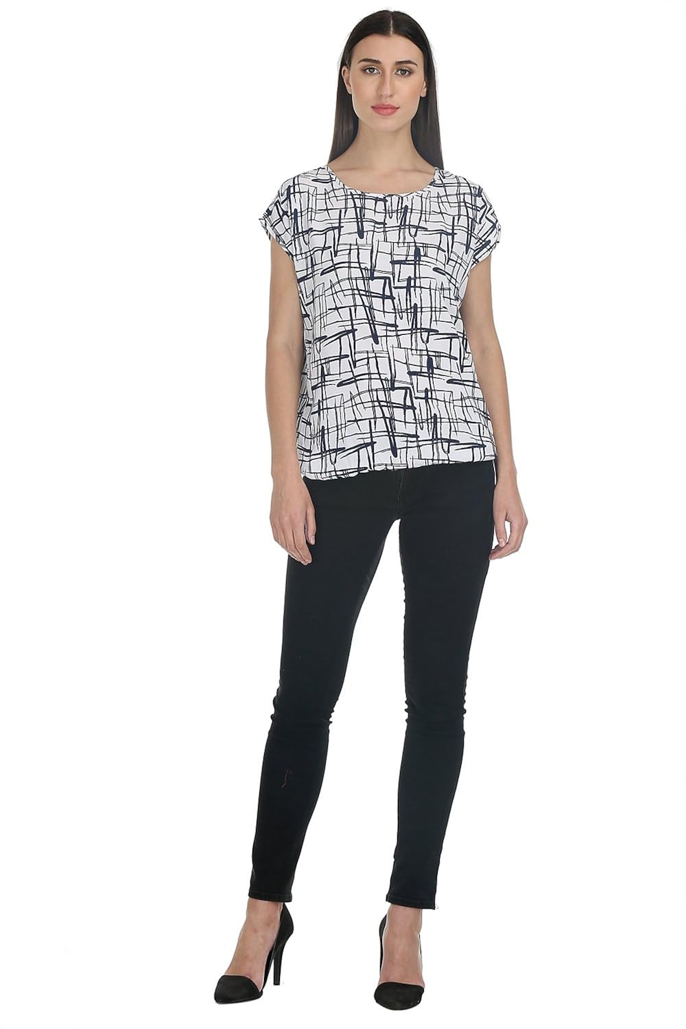 deewa white lined printed top