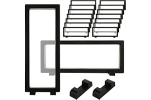 DIRBUY 15 Pack Floating Display Case - 9 x 3.54 Inch Coin Display Case - Black Challenge Coin Display for Securing Medallions, Fossils, Stamps, Insect, Arrowhead, Guitar Pick, AA Medallion, Picture