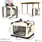 VOUNOT Pet Carrier Bag 3 Entry Doors Foldable Mesh Padded Beige M view 4