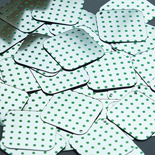 Sequin Green Polka Dot on Silver Square Diamond 1.5 inches Couture Loose Paillette Sequins