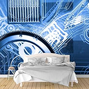 Wall Murals for Bedroom Secitific Mechanical Feeling Pictures Removable Wallpaper Peel and Stick Wall Stickers - 66x96 inches