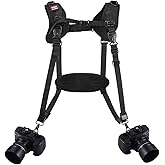 Quick Release Dual Camera Harness With Camera Safety Tether– Double Shoulder Camera Strap for 2 Cameras – Adjustable Length, Camera Straps for Photographers Camera Belt for DSLR SLR Camera (Style-A)