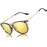 TJUTR Women's Night-Vision Glasses for Driving, Polarized Yellow Lens Reduce Glare Safety Nighttime UV Protection