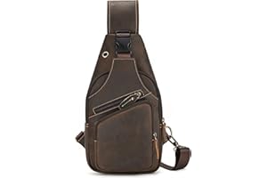 SAIION Men Fashion Casual Travel Hiking Crossbody Chest Sling Bag Rig One Shoulder Strap Bag Men Leather Chest Bags