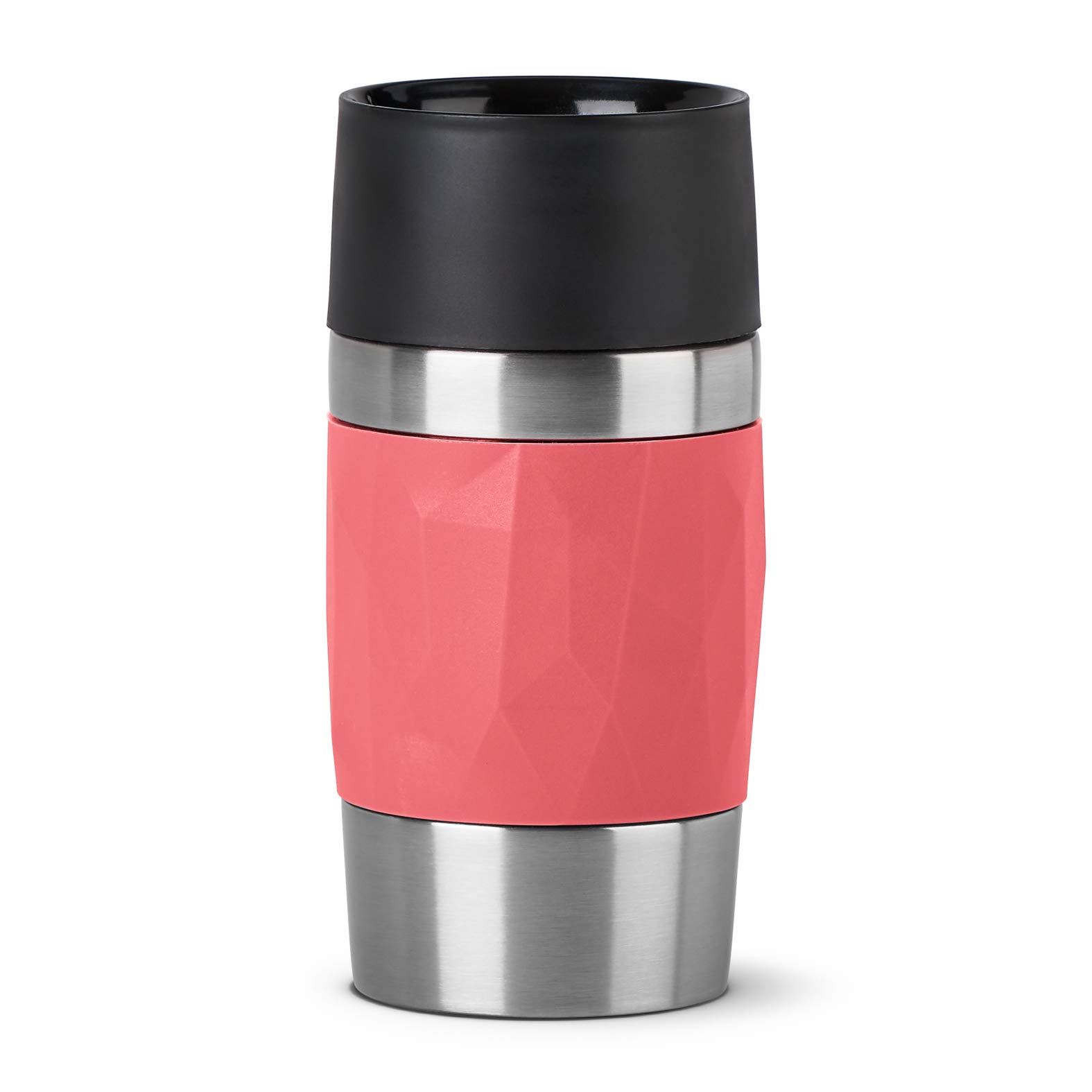 Emsa N21604 Travel Mug Compact Thermal/Insulated Mug Stainless Steel 0.3 litres 3 Hours Hot 6 Hours Cold BPA Free 100% Leak-Proof Dishwasher Safe 360° Drinking Opening Coral Red
