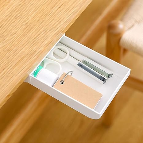 Amazon Co Jp Rain Queen スライド収納ボックス テーブル下に 小物入れ 引き出し 両面テープ 取り付け 収納ボックス カギ スマホ 文房具収納 引き出し隠し 2個セット ホーム キッチン