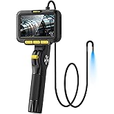 Zealtron Two-Way Articulating Borescope with Light, 6.2mm Probe Industrial Endoscope Camera with 1.5m Self-Resetting Tube, 5" IPS Screen Inspection Camera with Light for Engine/Pipe