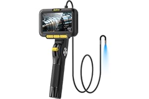 Zealtron Two-Way Articulating Borescope with Light, 6.2mm Probe Industrial Endoscope Camera with 1.5m Self-Resetting Tube, 5" IPS Screen Inspection Camera with Light for Engine/Pipe