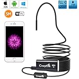 Wireless Endoscope,CrazyFire 1200P Full HD Semi-Rigid WiFi Inspection Camera,16.4ft IP68 Waterproof 8 LEDs iOS Android Snake Borescope Camera for iPhone,Samsung,Tablet PC [New Upgraded]