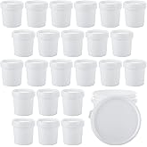 AKOLAFE 24 Pack Small Paint Bucket for Painting Pint Touch Up Paint Containers with Lids Empty Paint Cans Plastic Paint Storage Containers 1/2 Quart Paint Cans Hand Held Paint Pail for Leftover Paint