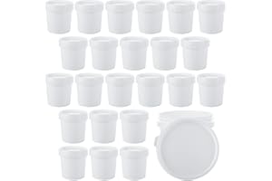 AKOLAFE 24 Pack Small Paint Bucket for Painting Pint Touch Up Paint Containers with Lids Empty Paint Cans Plastic Paint Storage Containers 1/2 Quart Paint Cans Hand Held Paint Pail for Leftover Paint