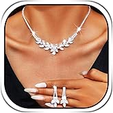 JAKAWIN Rhinestone Wedding Jewelry Sets Silver Rhinestone Bridal Necklace and Earring Set Prom for Women