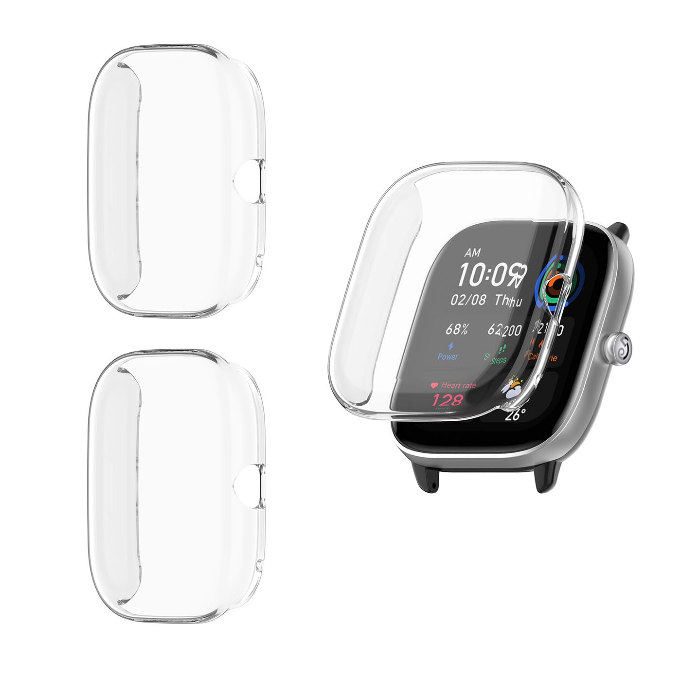 HOMTERN 3-Pack Compatible with Amazfit GTS4 Mini, Soft TPU Lightweight Shell Drop-proof Scratch-Proof Flexible Screen Full Covered Protective Case,3-Pack Clear
