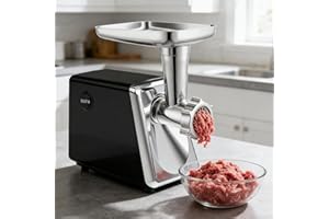 Stainless Steel Electric Meat Grinder & Sausage Stuffer, Easy Clean Detachable, 1.5 lbs/min, Includes 3/5/7mm Molds, Perfect 