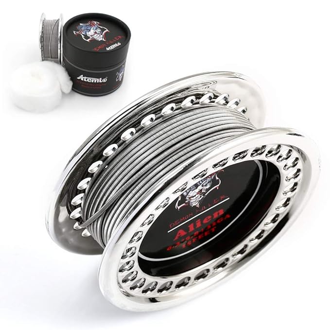 Vape Draht Wickeldraht, Atemto Alien Wire DIY Heizungsspule Draht 15 Feet 0.3 * 0.8 + 32GA mit Baumwolle für RBA Zerstäuber