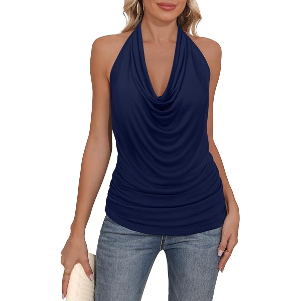 Afibi Women's V Neck Halter Tank Top - Sleeveless Fitted Cami, 95% Rayon 5% Spandex, Large Coral - View #11