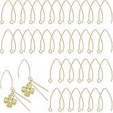 UNICRAFTALE About 50pcs Golden V-Shape Stainless Steel Earring Hooks Metal Ear Wires Drop Earring Hook with Horizontal Loop for Jewelry Making DIY Earrings Findings 25.5x15x0.8mm