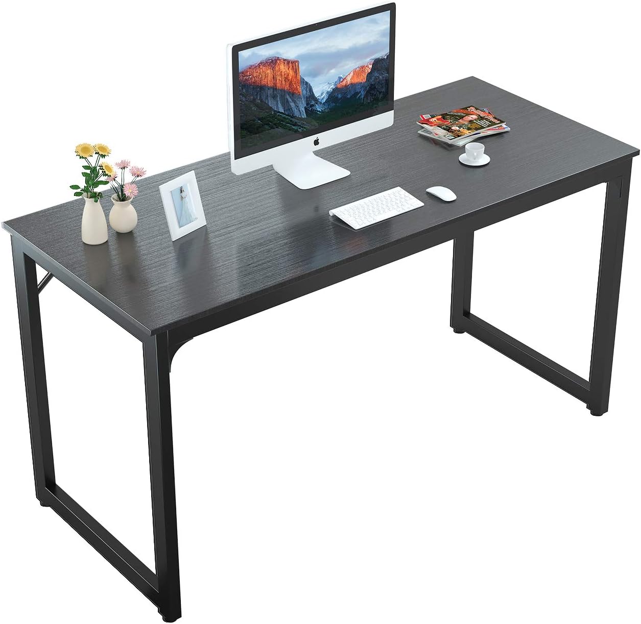 Foxemart Computer Desk 55” Modern Sturdy Office Desk 55 Inch PC Laptop Notebook Study Writing