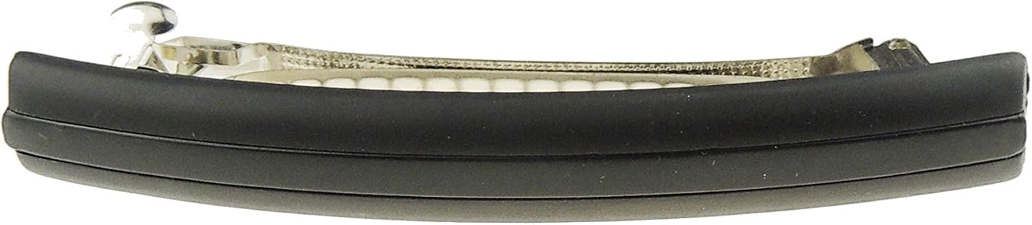 Womens Girls Classic Plain Wedding Birthday Party Evening Ponytail Fine Medium Hair Accessories Occasion Barrette Hairpin French Spring Clip Rectangular Thin Long Modern Matte Black