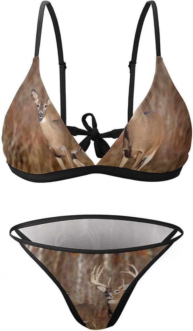 Wild Animal Deer Sexy Swimwear Bathing Suit Beach Bikini Set Swimsuit 2