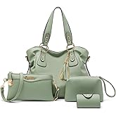 Soperwillton Fashion Handbag for Women Shoulder Bag Top Handle Satchel Hobo Tote Bag Purse Set 4pcs