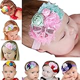 ZHW Baby Girl's Multi Colour Flower Hair Bow Baby Headbands (8 Pack)