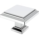 Alzassbg 10 Pack Polished Chrome Cabinet Knobs, 1.3 Inch(32mm) Square Kitchen Cabinet Hardware Knobs for Cabinets and Drawer 