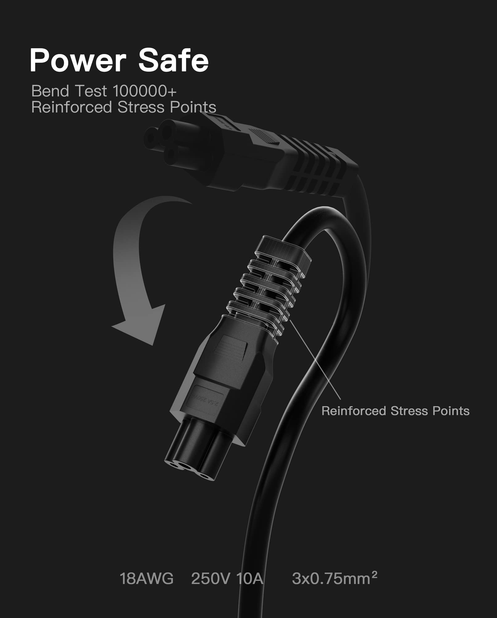 stio Fast Charging Cable Compatible with Ninebot by Segway MAX G3/G2/G30/G30P/P65/P100S/F60, 3 Prong Charging Power Cord, 10ft Power Wire Universal AC Cable US Plug Replacement Cord