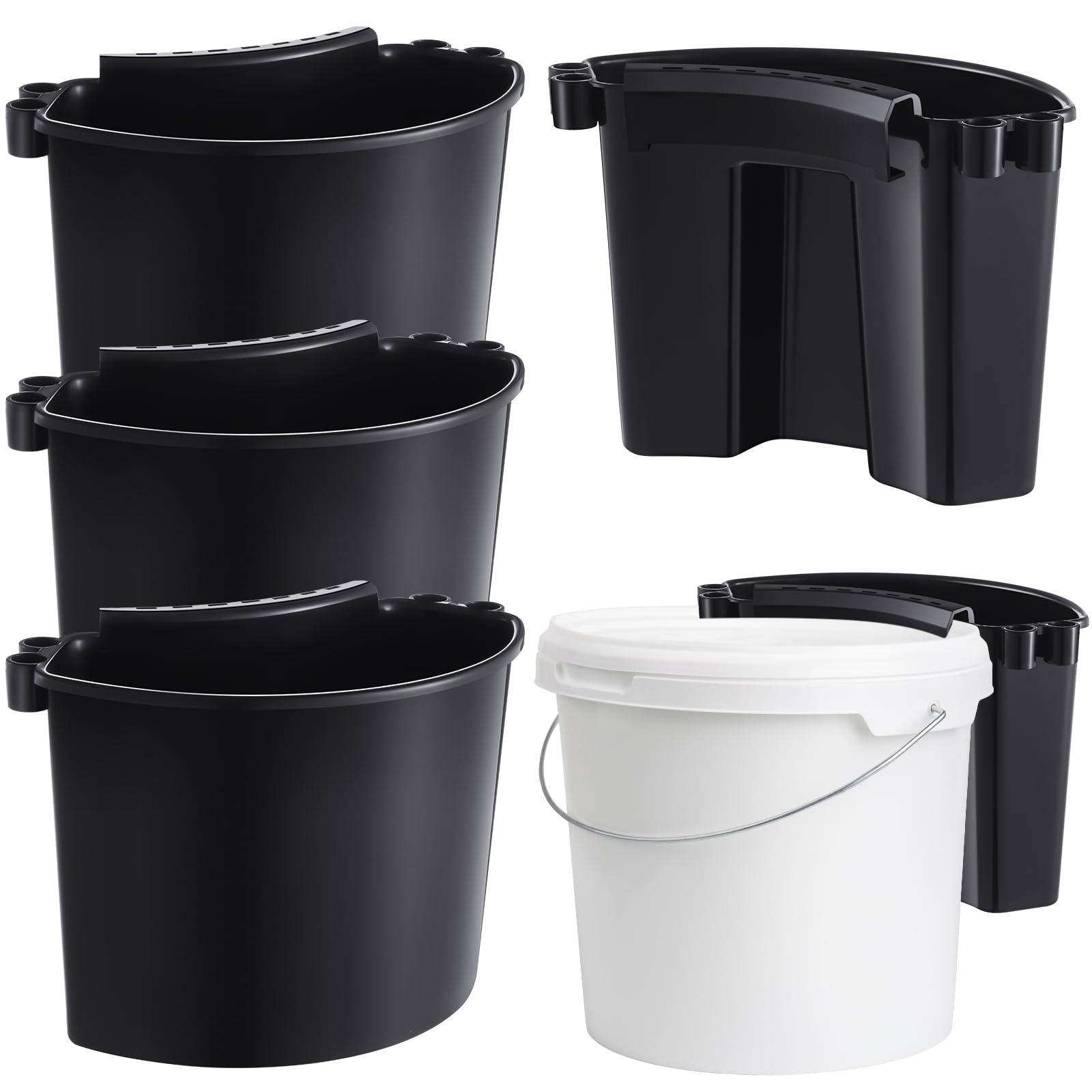 Photo 1 of Datanly 4 Pcs Car Detailing Bucket 10.2 x 7.8 x 5.5 Inches Portable Car Washing Bucket Multipurpose Squeegee Hanging Organizer for Accessories Tool Picnic, Black
