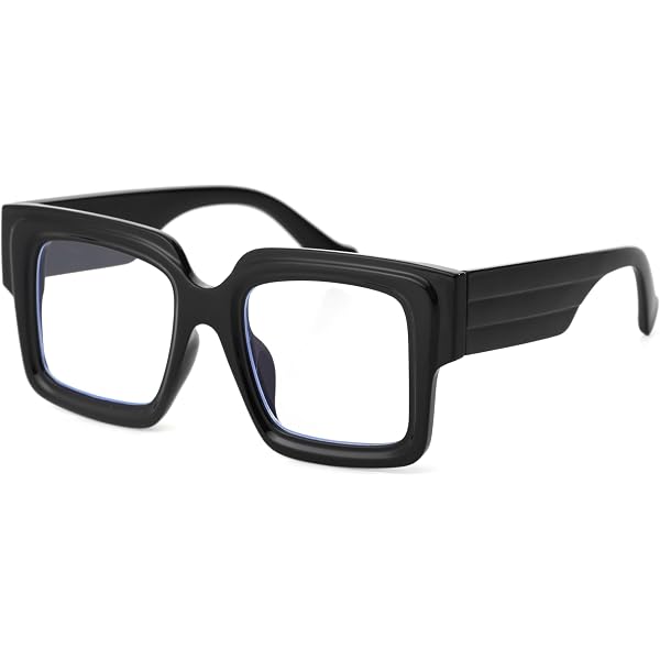 Oversize Vintage Retro Style Clear Lens Eyeglasses - Large Square Black Frame