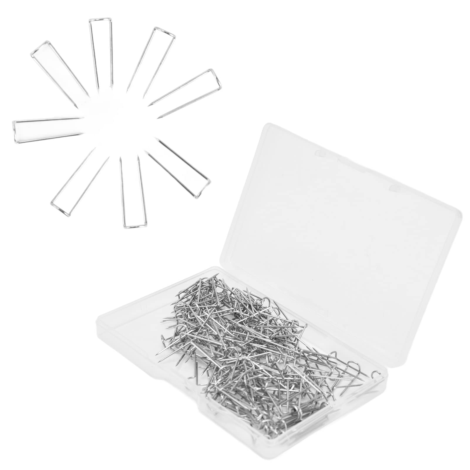 TOPINCN 200pcs U Shaped Sewing Quilting Pins, Fork Pins Needlecrafts Pins Double Blocking Pins Sewing Pins Straight Pins U Pins Sewing Jewelry Display(17mm)