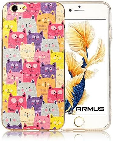 iPhone 6s Case [House of Cats] ARMUS Premium Quality 3D Print Transparent Hard PC Back Cover + Shock Absorbing Soft Bumper Protective Case for 4.7 inches iPhone 6/6s (Cats world)