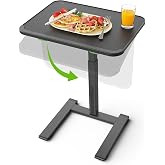 SAIJI Sturdy TV Tray Table with Wheels, Heavy Duty Metal TV Trays for Couch | Height &amp; Tilt Adjustable Desk for Chair, Bed, Sofa, Recliner, Portable Foldable Tables, Rolling Tray for Eating Snack Food