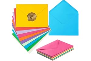 TOPERD 50 Pack A6 Envelopes for 4 x 6 Greeting Cards, Birthday Party, Photos, Baby Shower and Wedding Invitation Cards, 6 1/2 x 4 3/4 Inches (Multicolor)