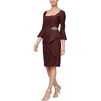 Amazon.com: Alex Evenings Women's Short Stretch Scuba Off The Shoulder  Sheath Dress with Hip Embellishment, Wine, 2 : Clothing, Shoes & Jewelry