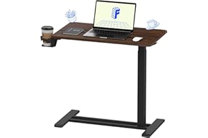 FLEXISPOT Medical Adjustable Overbed Bedside Table with Wheels Pneumatic Mobile Standing Desk Laptop Desk Rolling Computer Ca