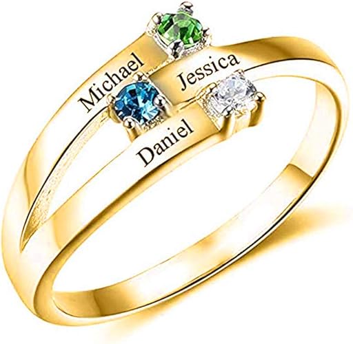Amazon 指輪 名入れ リング カスタマイズ プレゼント 誕生石 シルバ 925 三色選択可能 婚約 結婚式 アクセサリー ゴールド 7 リング 通販