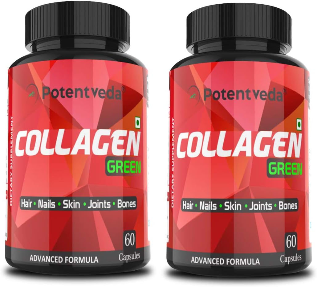 Potentveda Natural Advanced Collagen Support Formula for Skin, Nails & Hair Vegetarian Collagen generator Supplement 60 Capsules for Men & Women (2)