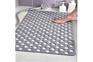 21" X 21" Non Slip Bath Mat Square Shower Mat Quick Dry Soft TPE Shower Mats with Large Drain Holes and Suction Cups for Floo