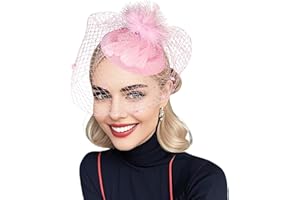 XINXIYAN Fascinator Hats for Women Tea Party Veil Feather Fancy Pillbox Hat 20s 50s