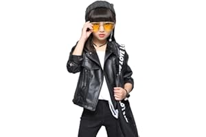 LAVIQK Girls Faux Leather Jackets Children's Zip Up Motorcycle Short PU Moto Biker Outwear Fitted Slim Coat