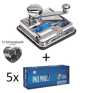 OCB® MikrOmatic Duo (Stopfmaschine) + 1.000 (5x200) Pall MALL Blue Xtra (Zigarettenhülsen) + 1x Seife