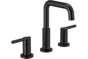 Delta Faucet Nicoli Widespread Bathroom Faucet 3 Hole, Matte Black Bathroom Faucet, 2 Handle Bathroom Faucet, Bathroom Sink F