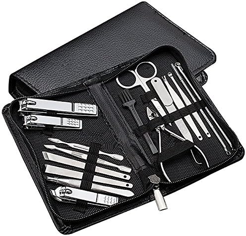 Nail scissors, 16 Piece Stainless Steel Hygiene Kit Portable Travel Case Beauty Care Tools