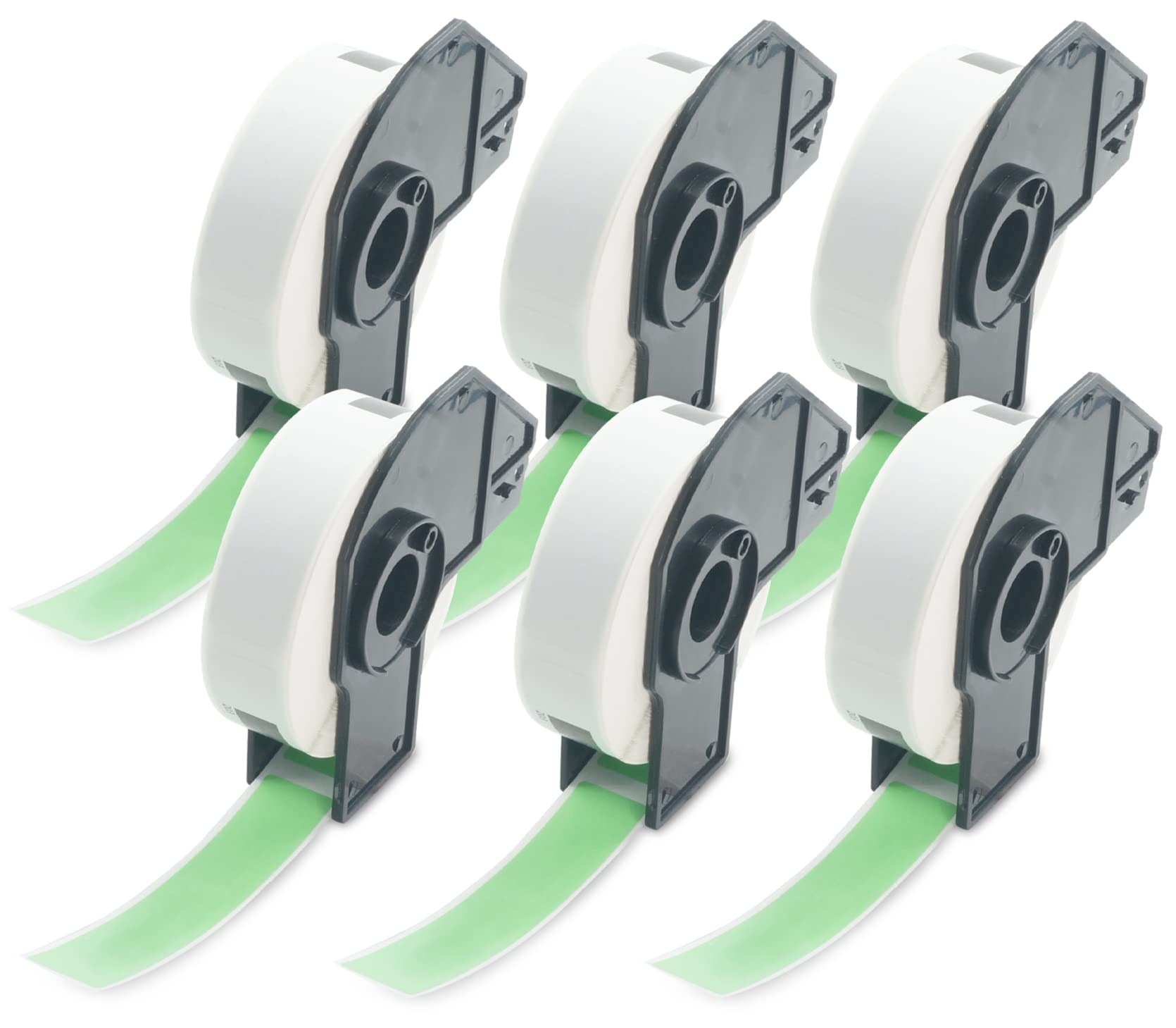 BETCKEY - 6 Rolls DK-11203 Colored Labels, 17mm x 87mm, Black on Green, 1800 File Folder Labels Using for QL Label Printers